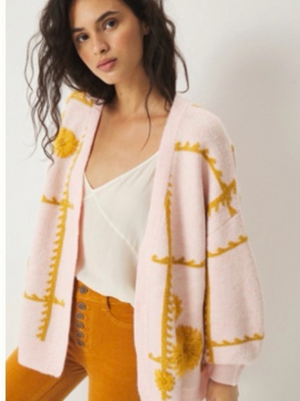 Anthropologie CATHERINE FLORAL SHINE CARDIGAN in Pink